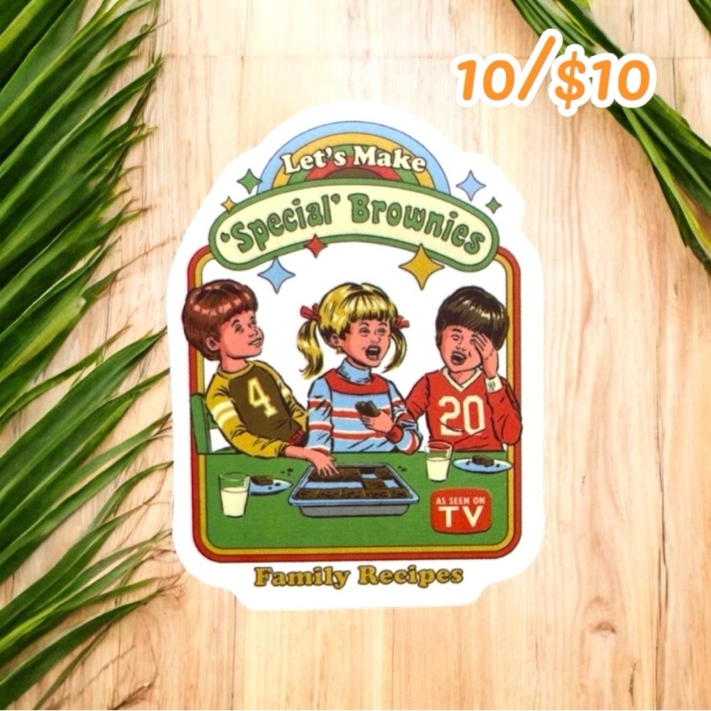 10 / $10 - Let’s Make ‘Special’ Brownies Sticker - Vintage Style / 70s